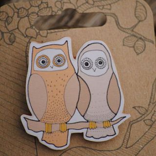 illustrated owls brooch by crumpetty tree