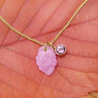 pink sapphire flower necklace 18ct gold by lilia nash jewellery