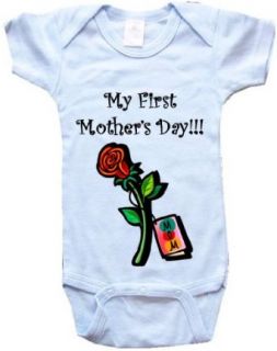 MY FIRST MOTHER'S DAY   BigBoyMusic Baby Designs   White, Blue or Pink Onesie Clothing