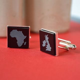 personalised map silver plated cufflinks by clouds and currents
