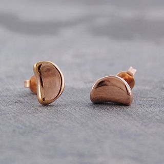 rose gold bean stud earrings by otis jaxon silver and gold jewellery