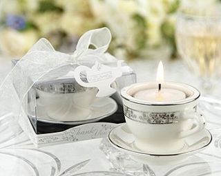 teacup candle holder wedding favour by hope and willow