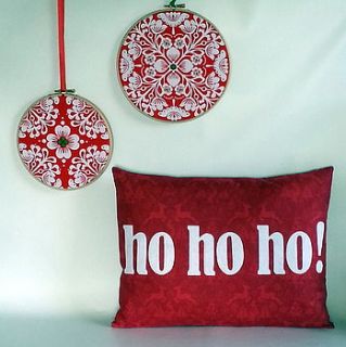 'ho ho ho' christmas cushion by kindred rose