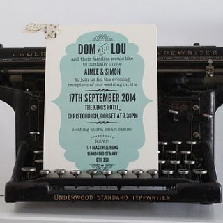 vintage style wedding evening invitation by lou brown designs