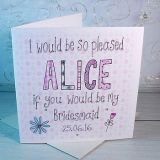 personalised will you be my bridesmaid card by claire sowden design