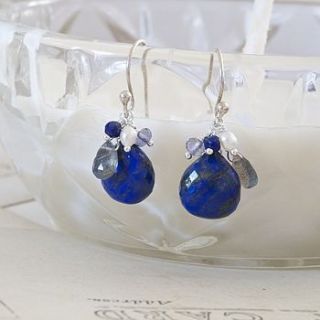 lapis gemstone cluster earrings by sugar mango