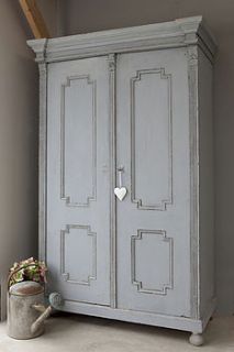 vintage grey painted linen press by ruby and betty's attic