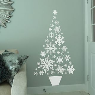 snowflake christmas tree wall sticker by all things brighton beautiful