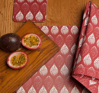 isabella red set of four coasters by ochre & ocre
