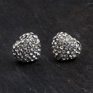 fia mini heart diamante stud earrings by bloom boutique