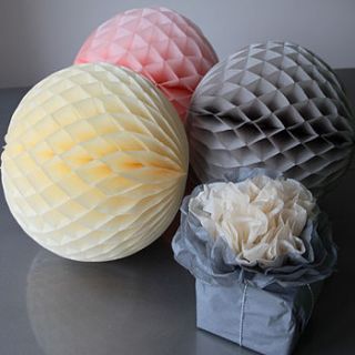 set of four vintage look paper balls large by pearl and earl