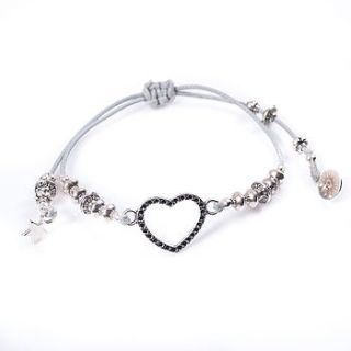 silver heart, adjustable friendship bracelet by francesca rossi designs