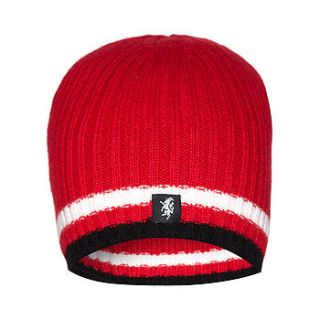 men's cashmere beanie hat in football colours by savile rogue