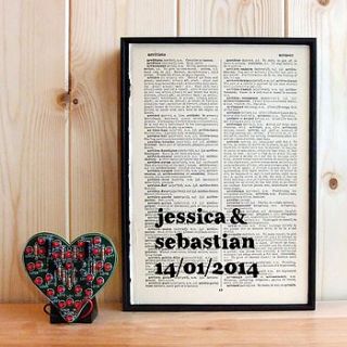 personalised wedding book page art by bookishly