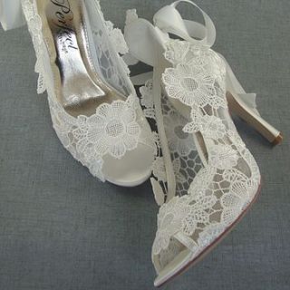 lace peep toe wedding shoes by be.loved bridal