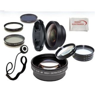 Digital Accessory Kit For Nikon D3100, D5100 Digital SLR Cameras Includes  Wide Angle Lens, Telephoto Lens, Lens Cap, 7 Piece Filter Set (UV CPL FLD + 4 Macro Filters +1, +2, +4, +10), Lens Cap Keeper and a Cleaning Cloth. (Works with Any Of The Following