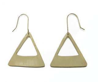 brass triangle earrings by just trade