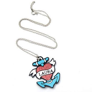 personalised sailor tattoo name necklace by heidi seeker