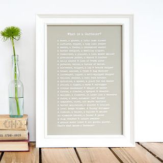 'what is a gardener?' framed poem print by bespoke verse