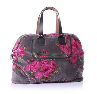 large velvet bag with leather trim by shruti designs