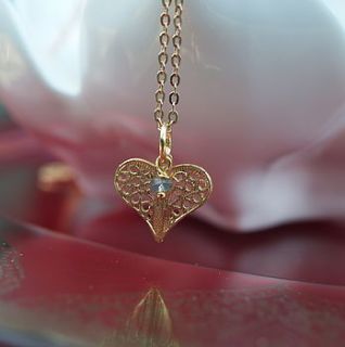22k gold plated filigree heart necklace by begolden