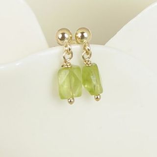 24 k gold plated stud and peridot earrings by begolden