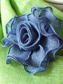 handmade pure linen corsage brooch rose by linenme