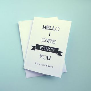 hello i fancy you valentine's card by raspberry finch