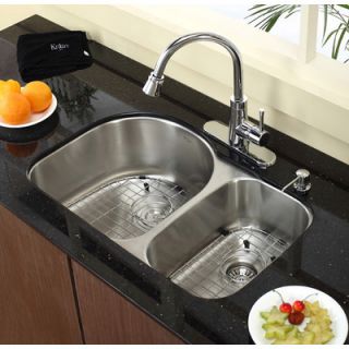 Kraus Stainless Steel 16 Gauge Undermount 30 Double Bowl Kitchen Sink