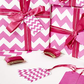recycled pink chevron white wrapping paper by sophia victoria joy