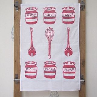 flour pots and spoons tea towel by linen prints