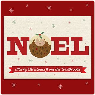 personalised noel christmas pudding card by joanne holbrook originals