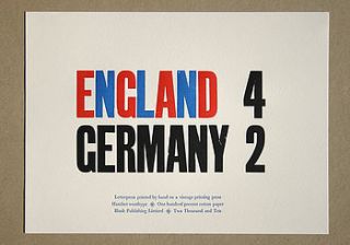 england v germany letterpress poster by blush