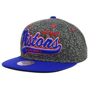 Detroit Pistons Mitchell and Ness NBA E Print Tailsweep Snapback Cap