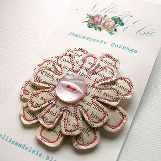 book corsage by nellie and elsie