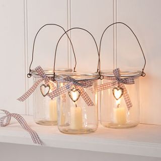 glass jar votive candle lantern with heart by the contemporary home