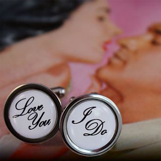 'i love you' and 'i do' wedding cufflinks by lily and louie