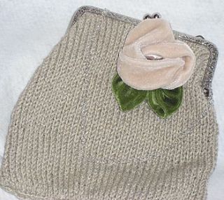 knitted linen evening bag by jammy things