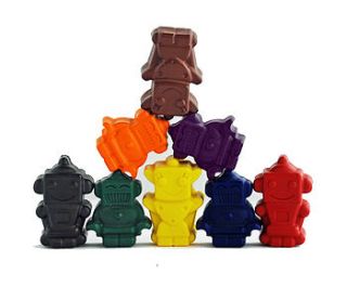 set of eight robot crayons by colour me fun