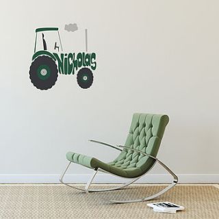 personalised tractor wall sticker by name art