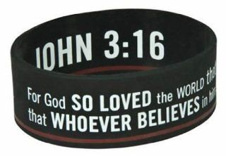 Christian Black John 316 Silicone Bracelet   Great for Youth   John 316 "For God so Loved the World That He Gave His One and Only Son That Whoever Believes in Him Shall Not Perish but Have Eternal Life" Stretch Bracelets Jewelry