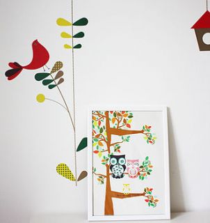 personalised owl family tree print by geri loves emi