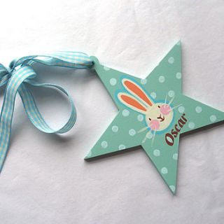 boy's door sign rabbit star by moobaacluck