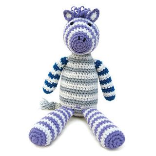 zara zebra hand crocheted toy by sew heart felt