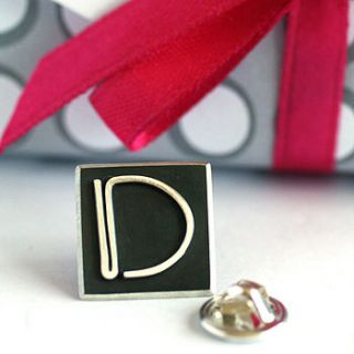 personalised silver initial lapel tie pin by louy magroos