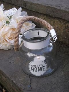 'home sweet home' candle holder by the hiding place