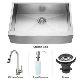 Vigo 33 x 22.25 Farmhouse Single Bowl Kitchen Sink with Faucet and