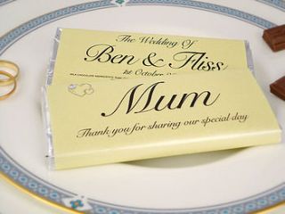 personalised place setting favour by tailored chocolates and gifts