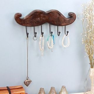 'rustic' wooden moustache hooks by lisa angel homeware and gifts