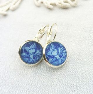 silver french style floral earrings by pomegranate prints